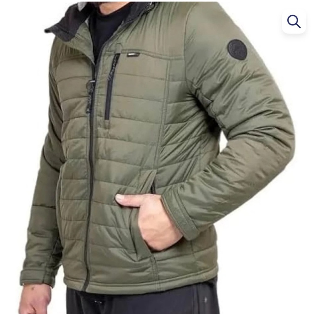 Gerry Men's Quilted Hooded Olive Green Jacket Size M